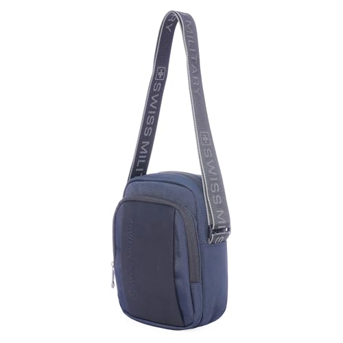 Image of SWISS MILITARY Black Gold Collection Trail Stylish Travel Sling Bag with Multiple Compartments & Compact Crossbody, 4L Capacity, 1680D Polyester, Adjustable Shoulder Strap with Keychain Holder (4L)