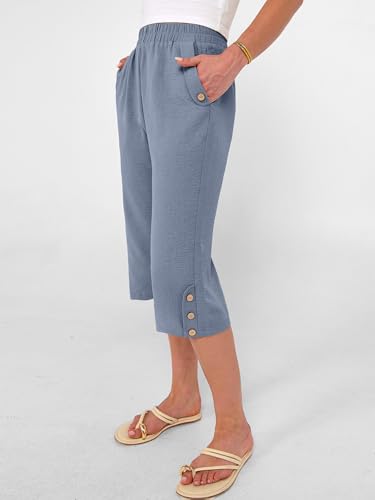 Image of ANRABESS Womens Wide Leg Capri Pants Elastic Waist Casual Loose Lounge Trousers 2026 Summer Flowy Beach Vacation Clothes