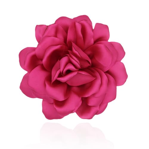ZUWIJEQ 1 Pcs Pinza para el pelo, broche de rosa grande, broches de flores de 12 cm, broche de flor de flor para el pelo, pinza para el pelo para niñas, boda, fiesta, elegante accesorios (rosa rojo)