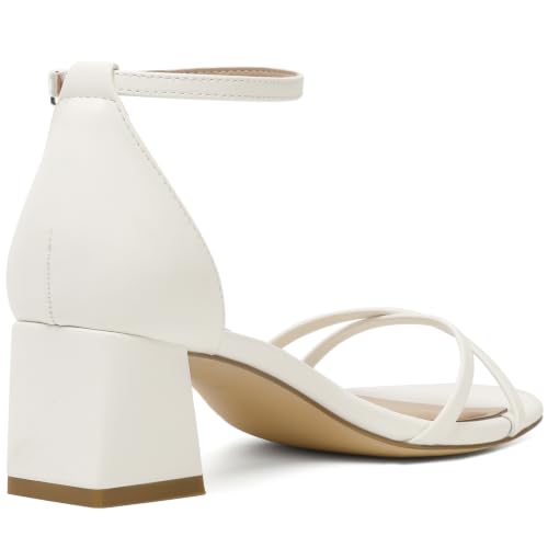 Image of Mostrin Chunky Heels for Women Round Open Toe Strappy Heeled Sandals Ankle Strap Dressy Block Low Heels for Party Wedding Prom Daily