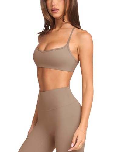 Image of LASLULU Womens Adjustable Spaghetti Straps Sports Bra Sweetheart Neck Wireless Padded Workout Yoga Crop Tops