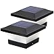 ILIKEPOW 2 Stück Solar Pfostenleuchte, 6000K LED Pfostenkappen10x10, IP65 Wasserdicht Garten Outdoor Solar Pfostenkappe für Holzpfosten, Deck, Zaun