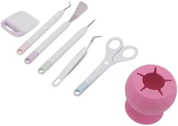 6Pcs DIY Craft Tools Easy Operation Crafting Tools with Silicone Storage Box for Paper Cutting Engraving Scrapbook - (Color: Pink)