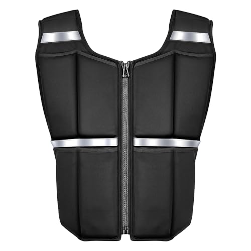 Adjustable Weighted Vest Men 2-35 lbs/2-45 lbs, Rucking Vests for Walking with Zipper/16pcs Silicone Weights, Strength Training Workout Vest for Running Walking GYM Home, Removable Reflective Strips
