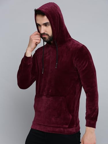 Image of SHOWOFFFF Men Solid Pullover Sweatshirt | Hooded Full Sleeves Cotton Sweatshirt's for Mens | Slim Fit Regular Length Sweatshirts for Men's