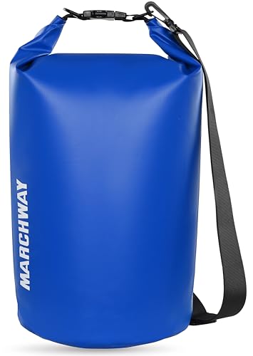 MARCHWAY Floating Waterproof Dry Bag Backpack 5L/10L/20L/30L/40L, Roll Top Sack Keeps Gear Dry for Kayaking, Rafting, Boating, Swimming, Camping, Hiking, Beach, Fishing (Dark Blue, 20L)