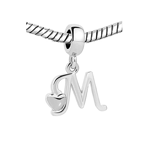 Kunbead Letter M Initial Charms Sale Graduation Dog Heart Love Birthday Heart Cheap Silver Elephant Wife Bead Charms For Bracelets #TOP1