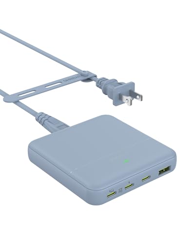 Image of USB C Charging Station 67W, 4-Port Slim USB C Charger Block for iPhone 17 /16 /15, MacBook Air /Pro with 5ft Extension Cord, 3 USBC, 1 USB-A, Fast Charging Desktop Charger for Home Office Travel, Blue