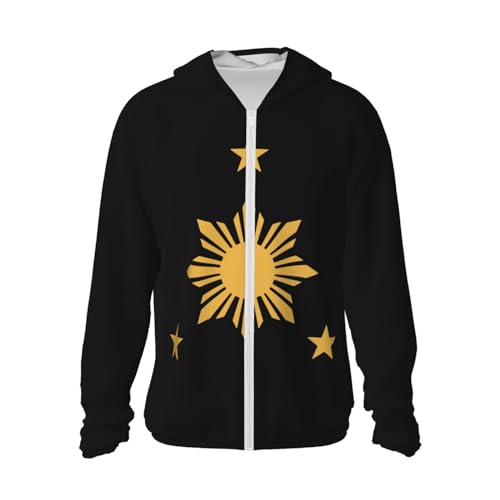 3 Stars and Sun Filipino Philippines Flag UPF 50+ Sun Protection Hoodie Mens Woman Long Sleeve Sun Shirts