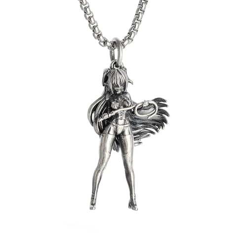 Collier rétro exquis avec pendentif fille aux cheveux longs