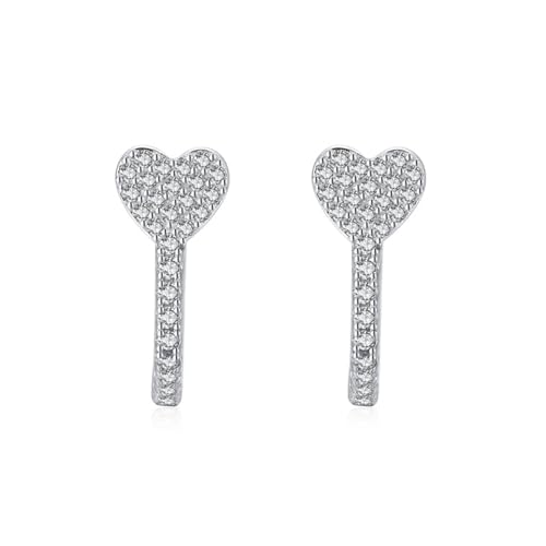 Créoles Cœur Argent Femme avec oxydes de zirconium scintillants