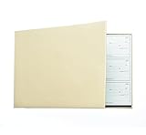 Business Check Binder for 3 On A Page Checks - 7 Ring Executive Binder with Stationary Storage Pouch, Calendar, Pen and Card Holders, Beige