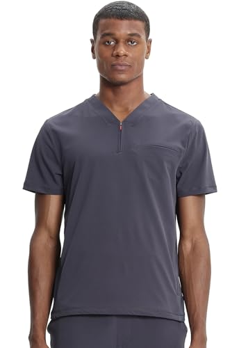 Infinity GNR8 IN702A - Ropa quirúrgica para hombre con cremallera parcial y cuello en V, Peltre, X-Small