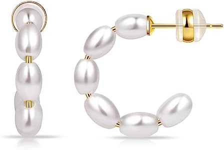 Gacimy Pearl Hoop Earrings for Women with 925 Sterling Silver Post