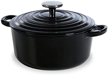 BK Cookware Dutch Oven, Cast Iron Casserole Dish with Lid, Enamelled Coating - Induction & Oven Safe Cookware - 28 cm/6.7 Litre, Royal Blue