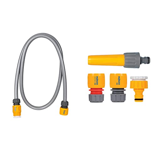 Image of HOZELOCK 2352 Hose Fitting Starter Set & Hozelock 6005A0000 Hose Connection Set, Grey, Yellow, 21mm x 26.5mm