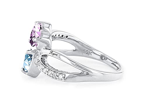 Dorunmo Personalized Mothers Ring 2 Birthstones Rings For Women Sterling Silver Promise Rings For Her Custom Name Ring Grandma Mother's Day Gifts #TOP2