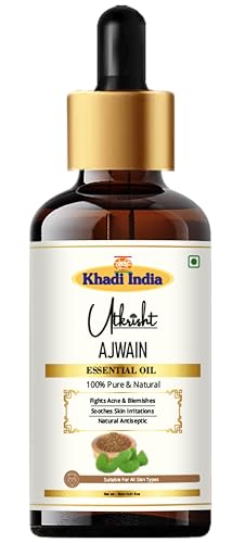 Image of Khadi Ajwain Essential Oil 15 ml | Trachyspermum ammi | Pure & Natural | For Acne & Blemishes | Muscle Relaxation | Face & Body Massage Oil | All Skin Types | Aromatherapy for Men & Women