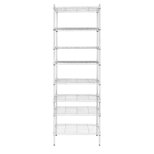 WEI WEI GLOBAL 8-Tier Adjustable Wire Shelving Unit, Standing Storage Shelf Units, Multipurpose Shelf Display Rack, Bathroom Organizer Shelving Unit, Utility Cart Tower Rack for Home or Shop Use