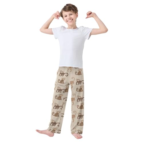 ZZXXB Cartoon Monkey Boys Long Pants Soft Trousers Elastic Waist Kids Lounge Bottoms with Pockets S-XL2