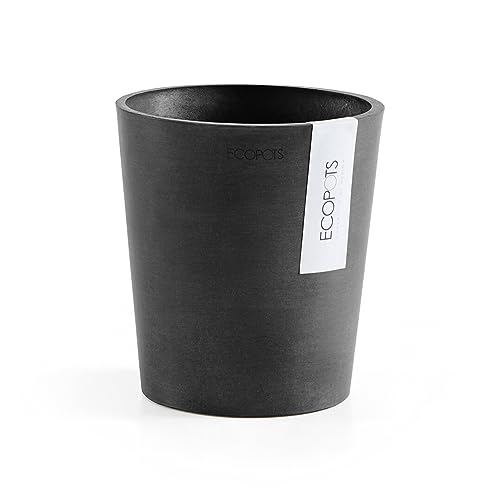 Ecopots Blumentopf Morinda für Orchideen - dunkel grau - Durchmesser Ø 14 cm rund - mit Wasserablauf - Pflanzentopf aus Recycling Kunststoff - modern für Indoor und Outdoor