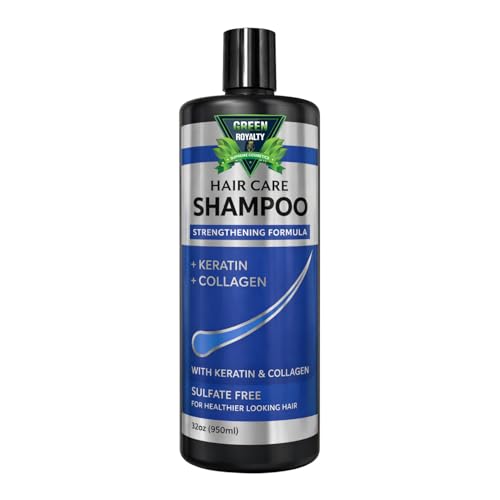 GREEN ROYALTY Thickening & Strengthening Shampoo with Keratin & Collagen, Sulfate Free, Helps Reduce Breakage, Supports Fuller-Looking Hair, Unisex, 32 fl oz