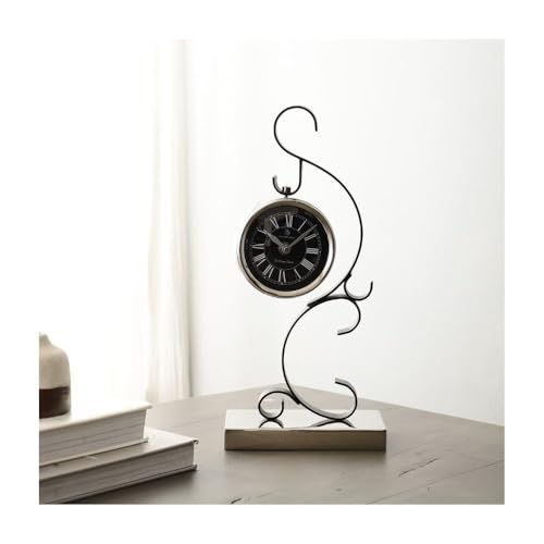 Image of Decor de Maison Handcrafted Stellar Mirage Luxury Table Clock for Livingroom,Bedroom,Studyroom | Desk /Table Clocks for Home Decor | Silent Analog Table Clock | Best for Gifting | Silver & Black