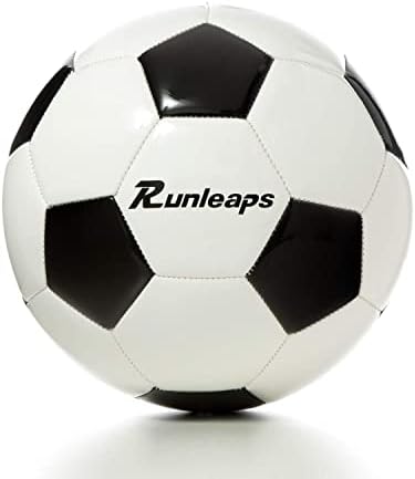 Runleaps Soccer Ball Size 3 for Kids, Ball Toys with Star Pattern Official Size Soccer Balls for Training, Playing, Boys, Girls, Toddlers Age 3-8 (Black)