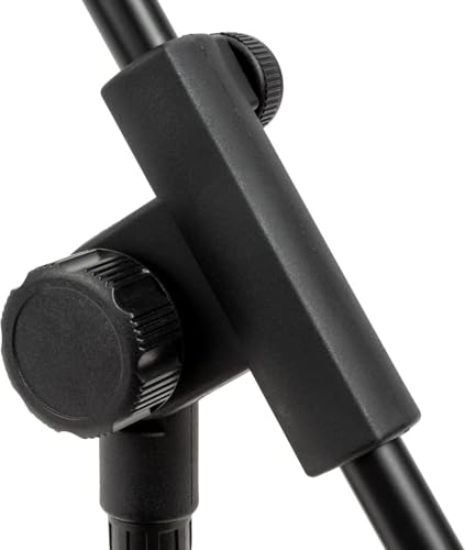 Image of kh Desktop Microphone Stand - Adjustable Table Mic Stand with Mic Clip & Weighted Base for Podcast, Studio, Recording, Broadcast Black