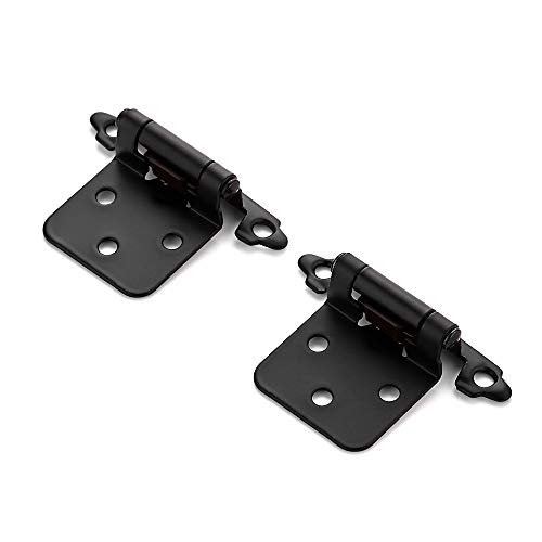 Ravinte 50 Pack 25 Pairs 1/2" Overlay Cabinet Door Hinges Kitchen Black Semi-Concealed Hinges Face Mount Self-Closing Cabinet Hardware with Bumpers & Screwdriver - Image 6