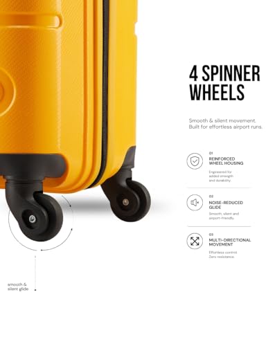 Image of SNITCH Loop Cabin Size Yellow Polypropylene Hard Travel Suitcase - Trolley Bag Small & Luggage with 4 Wheels, Secure Lock & Free Shoe Bag