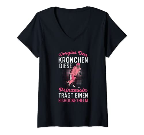 Damen Eishockey Diese Prinzessin Trägt Einen Eishockeyhelm T-Shirt mit V-Ausschnitt