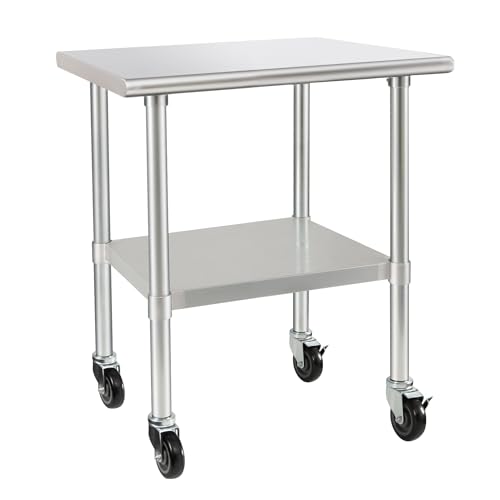 HARDURA Edelstahl Tisch mit Rädern 61×91cm Rollen Heavy Duty Commercial...