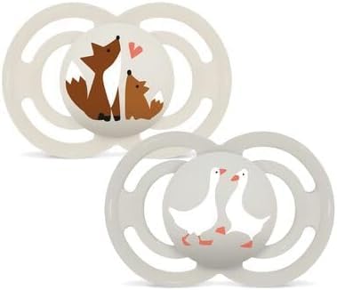 MAM Perfect Confezione Doppia Succhietto 6+ Mesi (Set da 2), Ciuccio MAM 6-16 mesi in silicone per un sano sviluppo orale, Kit da 2 accessori neonato con porta ciuccio sterilizzatore, Neutro