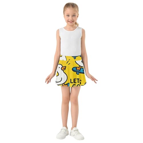 Tennis Skirts Kids Cute White Ducks Yellow Girls' Shorts Athletic Skorts Gymnastics Little Girl 4t3