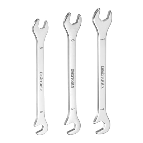 sourcing map Jeu de clés à extrémité ouverte super fines 5/6/7 mm en acier inoxydable 30Cr13 avec extrémité ouverte coudée à 15° et 75° pour réparations automobiles, projets à domicile