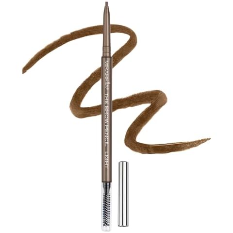 Mirabella Ultra Fine Brow Pencil, Anti-Chip Waterproof Eyebrow Pencil - Smudgeproof, Blendable & Retractable Eyebrow Pencil to Define and Fill In Brows Naturally - Light Cover