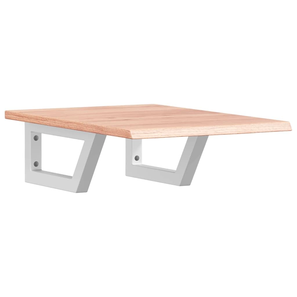Tapa para lavabo de 40 x 60 cm, madera maciza de roble con soportes de acero blanco, diseño moderno, robusto y duradero, para baño, invitados, inodoro y baños pequeños