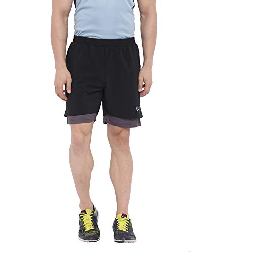 Image of CHKOKKO Double Layered Gym Shorts for Men Workout | Compression Inner Layer with Pockets Across Inner Outer and Back | Dry Fit Sports Athletic wear for Running Jogging or Training