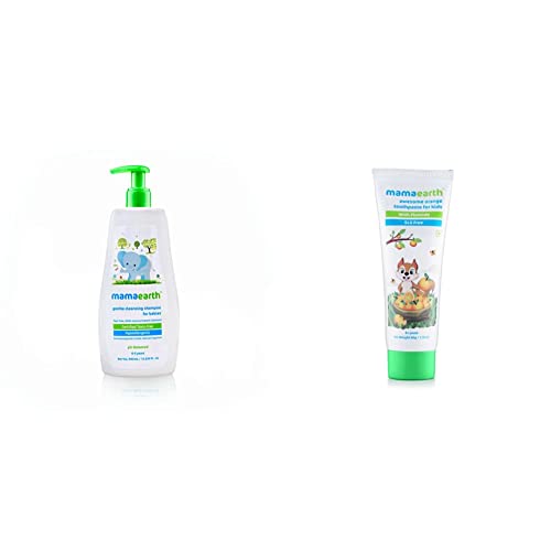 Image of Mamaearth Gentle Cleansing Natural Baby Shampoo (400 Ml) And Mamaearth Natural Toothpaste, Orange Flavour, Sls Free, With 750 Ppm Fluoride, 4+ Years, Plant Based
