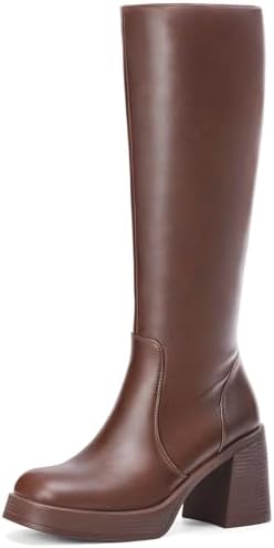 Black Knee High Boots for Women - Wide Calf Platform Tall Boots S...