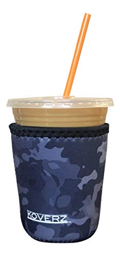 Image of Iced Coffee Sleeve, Insulated Neoprene Cup Sleeve, Fits a 16 Oz. Coffee Cup, Washable and Reusable, Iced Coffee Accessories, Small Black Camo