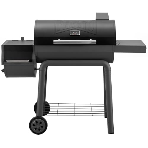 Feasto BBQ Charcoal Grill with Offset Smoker Grill and Side Table, 30-In Heavy-Duty Outdoor BBQ...