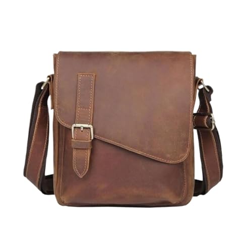 Mens Genuine Leather Shoulder Bags Messenger Bags Crossbody Bags Casual Daypacks Waist Packs(Brown)