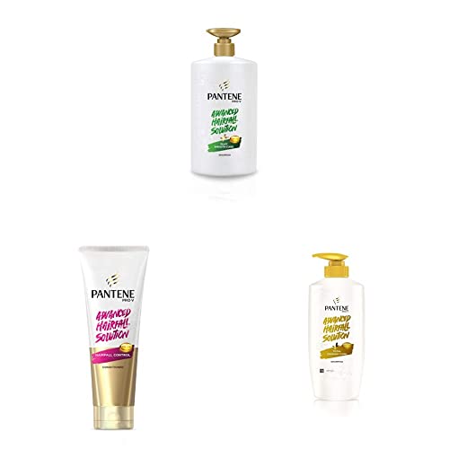 Image of Pantene Advanced Hairfall Solution, Silky Smooth Care Shampoo, 1000ML, Green & Pantene Advanced Hair Fall Solution Anti Hair Fall Conditioner, 200 ml & Pantene Advanced Hairfall Solution, 650ML, Gold