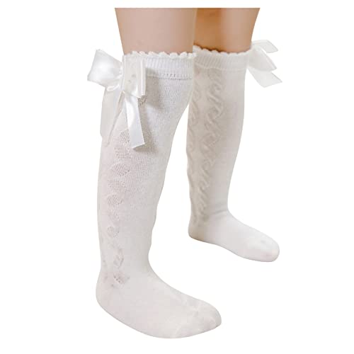 Girls Cable Knit Mid Calf Socks Toddler Baby Knee High Socks Infant Bow Socks Kids Breathable Stockings4