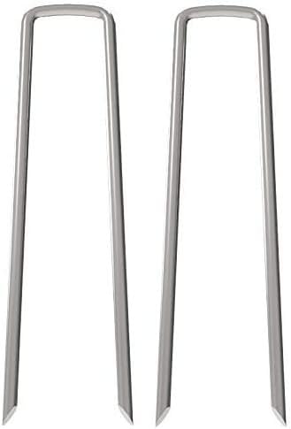 Gearwoo Galvanized Garden Stakes Landscape Staples: 50 Pack 6 Inch Sod and Fence Stake - Sturdy Rust Resistant Gardening Supplies for Anchoring Landscaping, Weed Barrier Fabric, Ground Cover