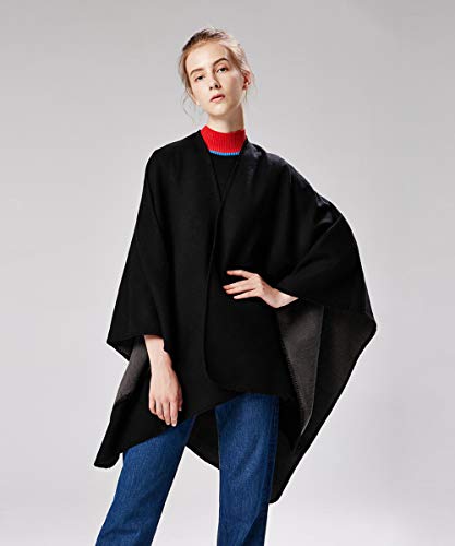 Women's Shawls and Wraps Open Front Poncho Cape Winter Sweater2
