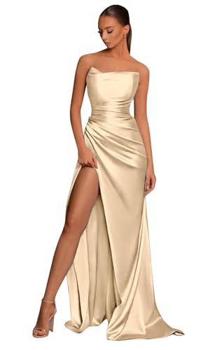 Women's Satin Mermaid Bridesmaid Prom Dress for Wedding Long Ball