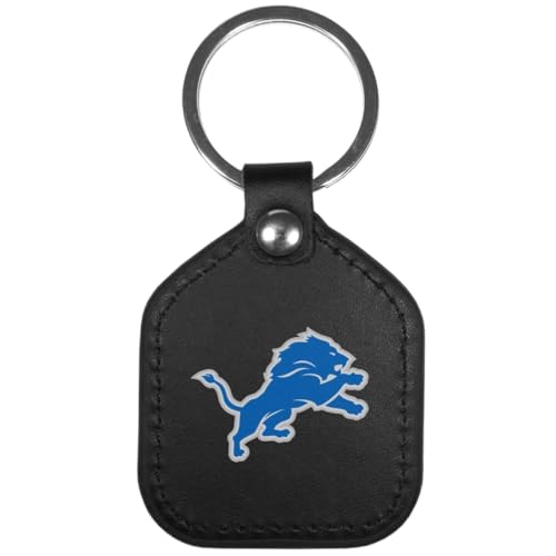 NFL Detroit Lions Unisex Leather Square Key Chains, Black, One Size